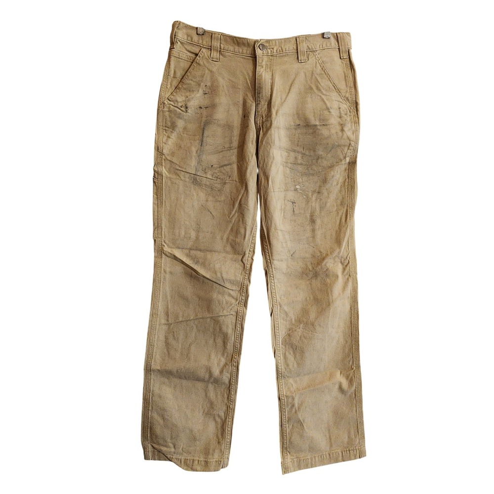 Carhartt Cargo Pants Mens 33x32 Tan Perfectly Distressed Relaxed Fit Workwear